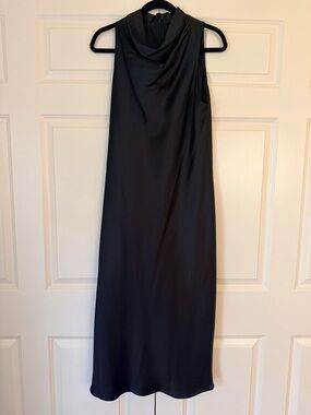 NWT Antonio Melani Sleevless Black Cowl Neck Satin Dress